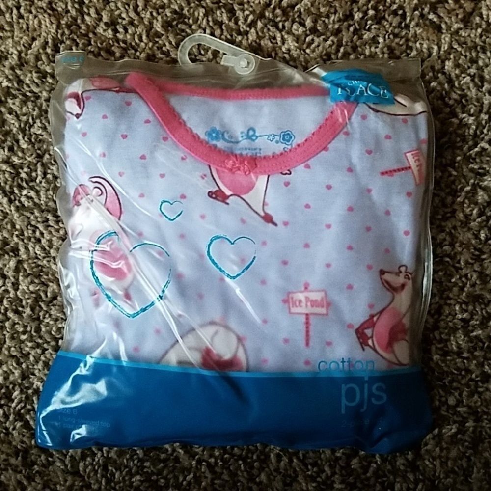 The Children's Place Polar Bear Pajamas Size 6 Pale Blue Pink Girls 2-Piece Set